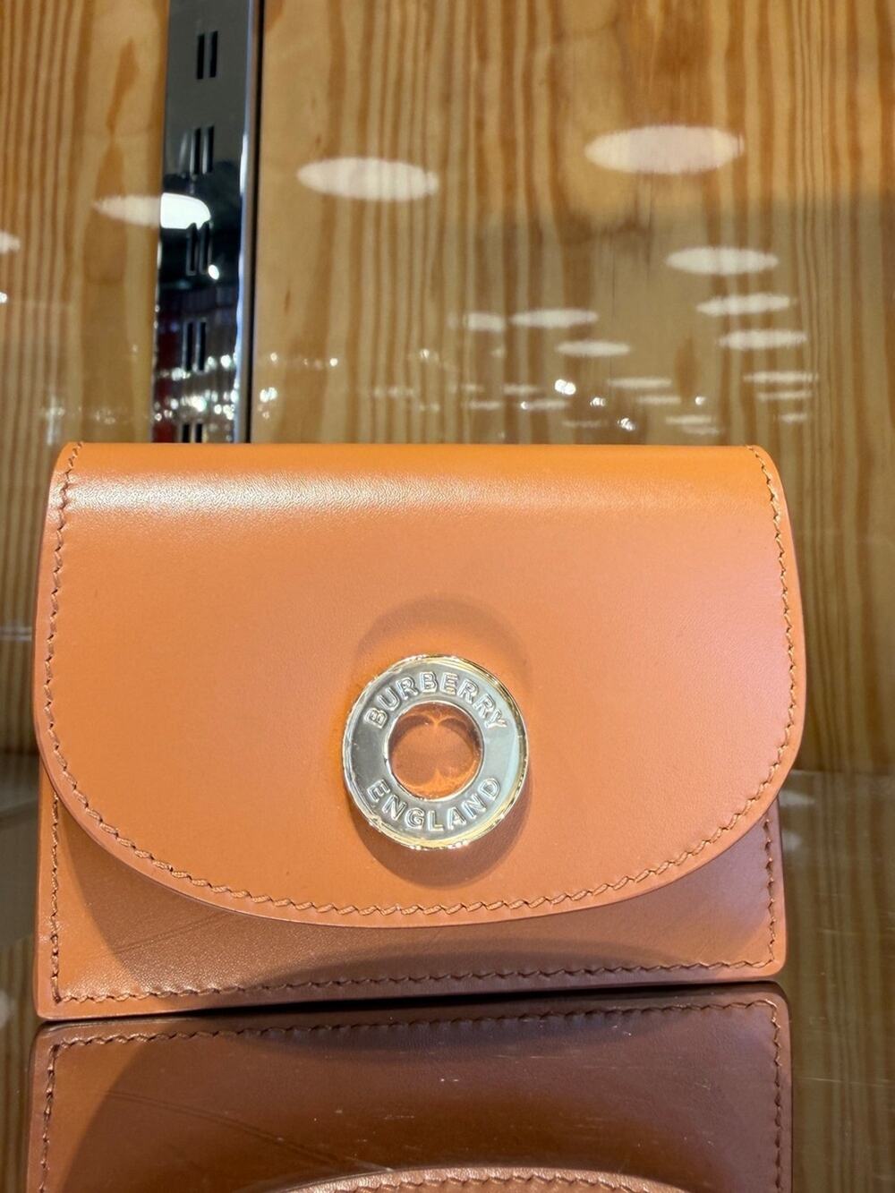 Burberry Brown Leather Flap Wallet Small